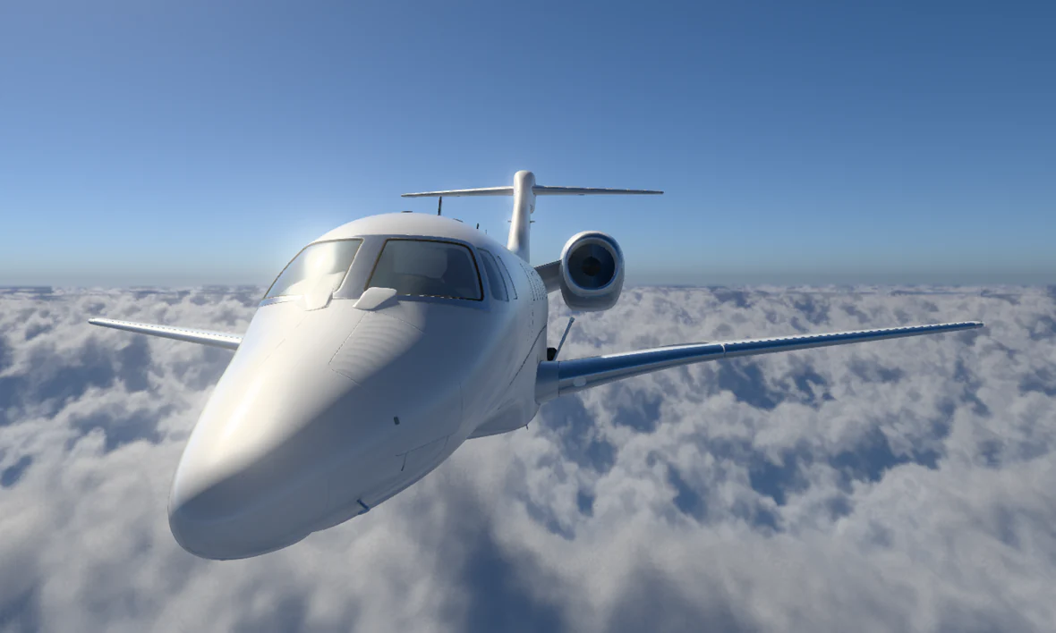 Private jet above the clouds in the VariState AERO aircraft configurator
